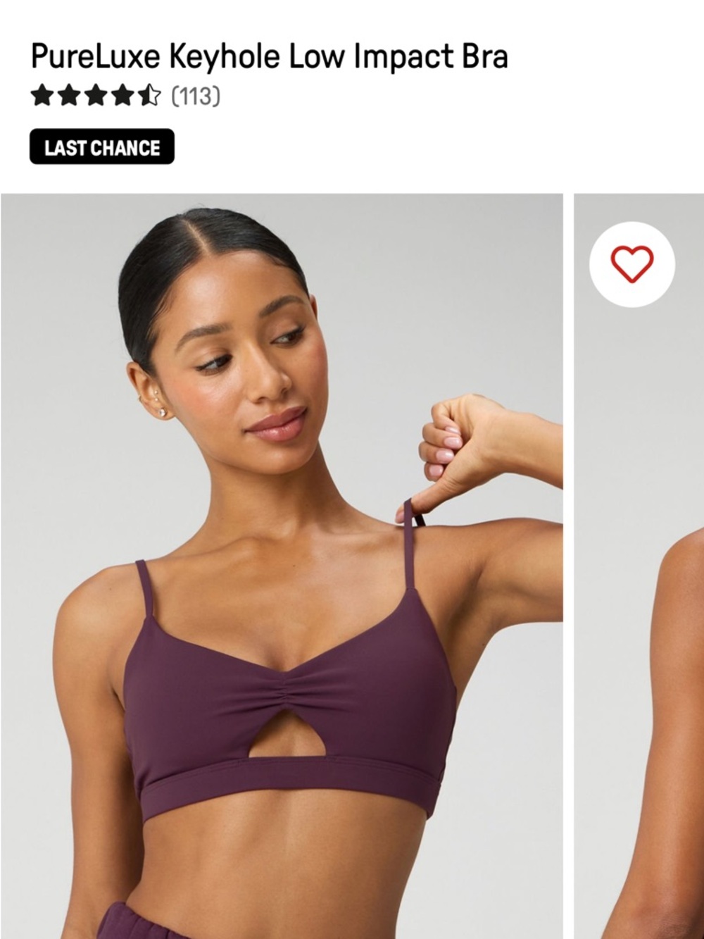 Fabletics Oxblood Keyhole Low Impact Bra